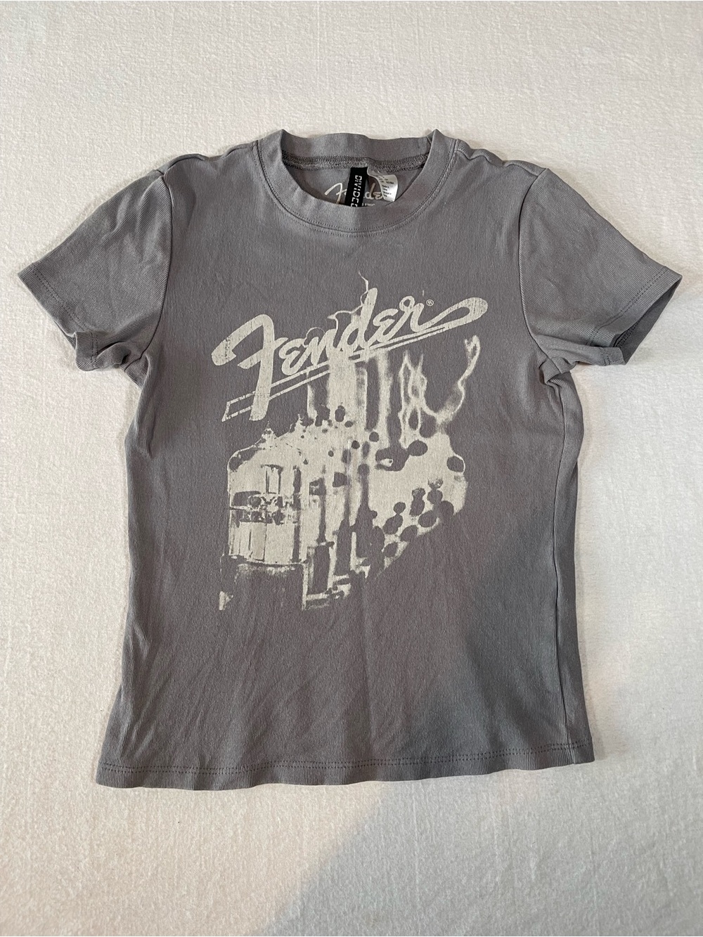 Fender Girls T-shirt Gray Crewneck Tee with White Logo